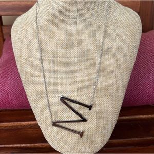 **BRAND NEW**letter M stainless steel silver necklace